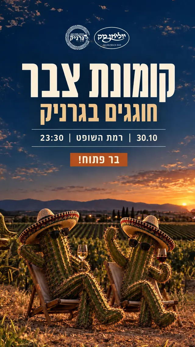 פוסטר של קומונת צבר - מסיבה בקיבוץ
