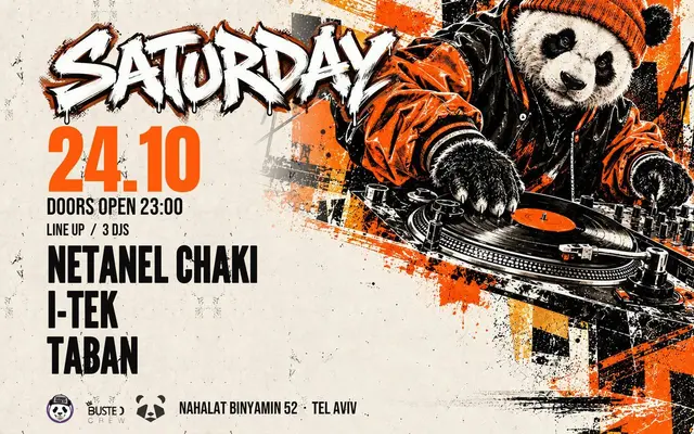 פוסטר של SATURDAY HIP HOP PANDA | 24.10 | PANDA TLV